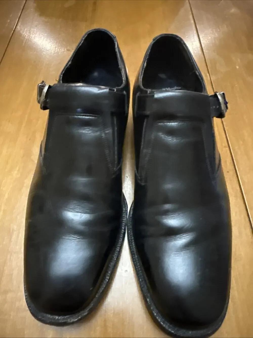 Vintage Johnston & Murphy Aristocraft Black Buckle Leather Loafer Shoe Men Sz 8C